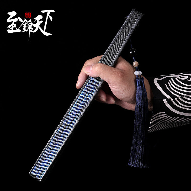 10寸鎂鋁合金摺扇中國風絹布功夫扇金屬非鈦合金防身扇