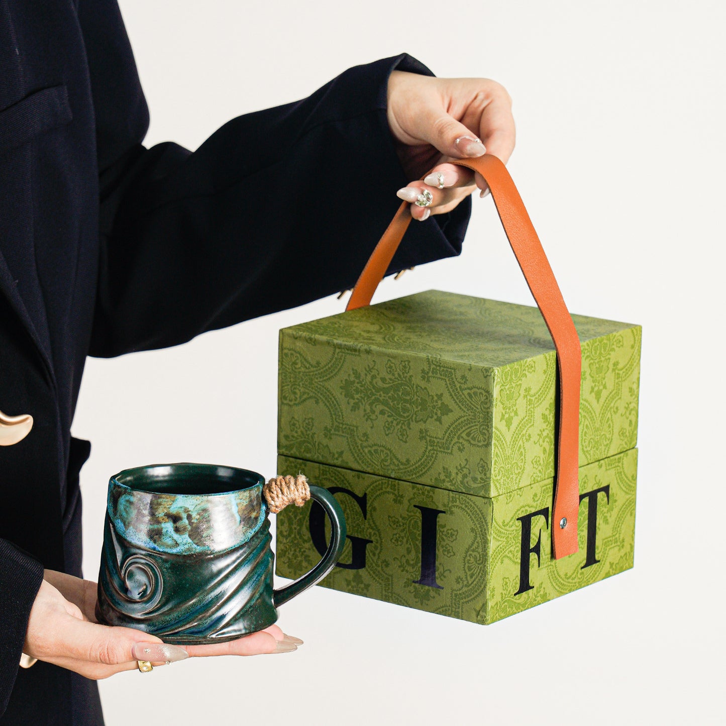 高級感馬克杯復古窯變陶瓷杯子伴手禮品高檔精致水杯禮盒套裝