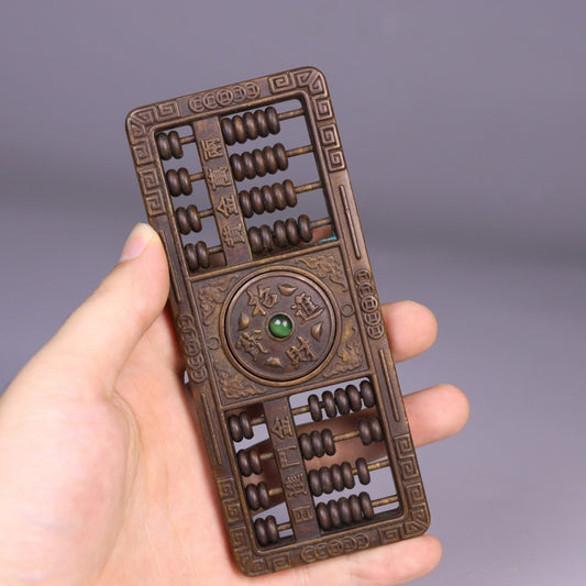 黃銅算盤一本萬利古玩銅器收藏仿古裝飾品銅算子開業送禮