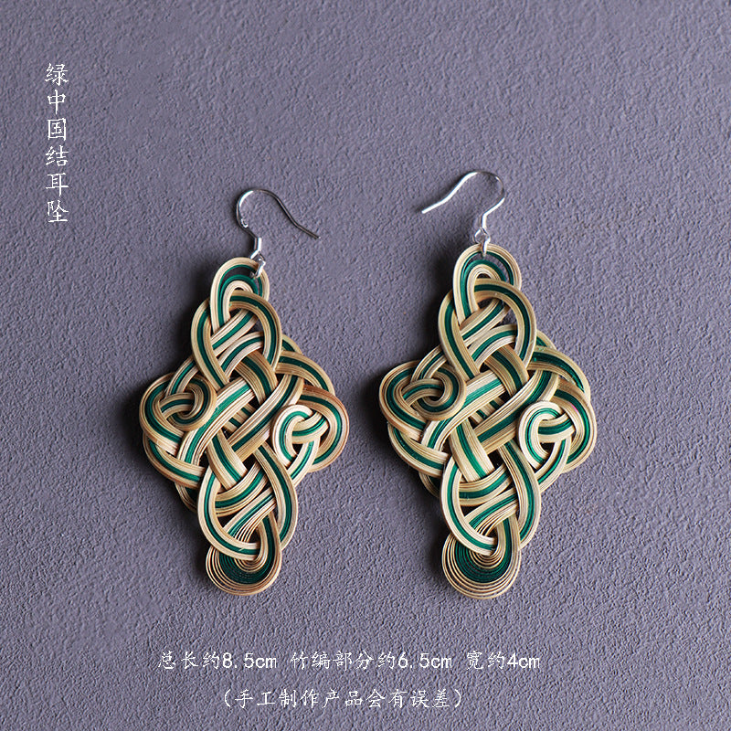 非遺手工竹編胸針耳環旗袍漢服發飾發夾竹製品竹首飾胸花