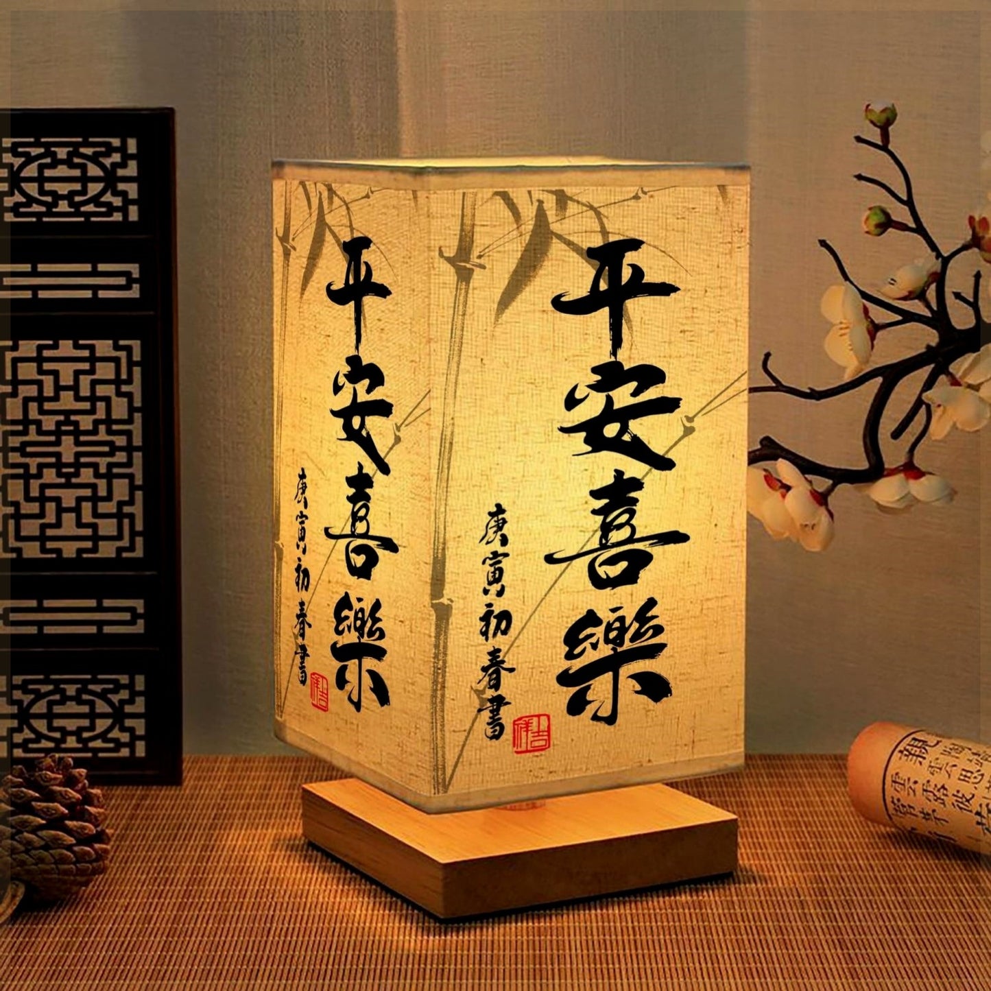 中式古風布置桌面國風禪意書法茶室復古燈