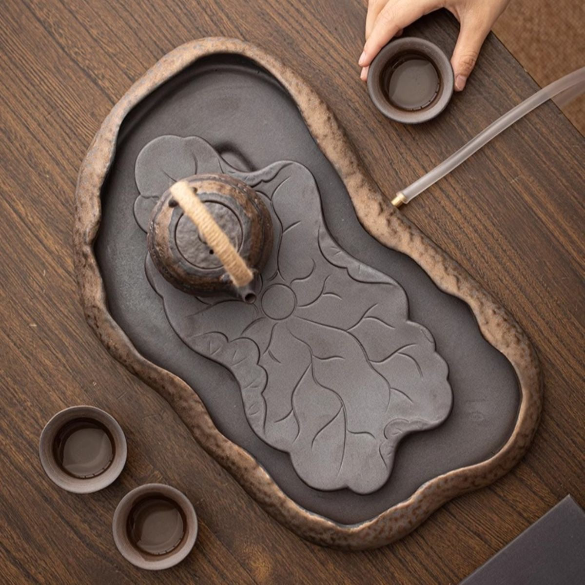 陶瓷茶盤新中式小型家用泡茶杯託盤辦公室排水輕奢高端功夫茶台盤