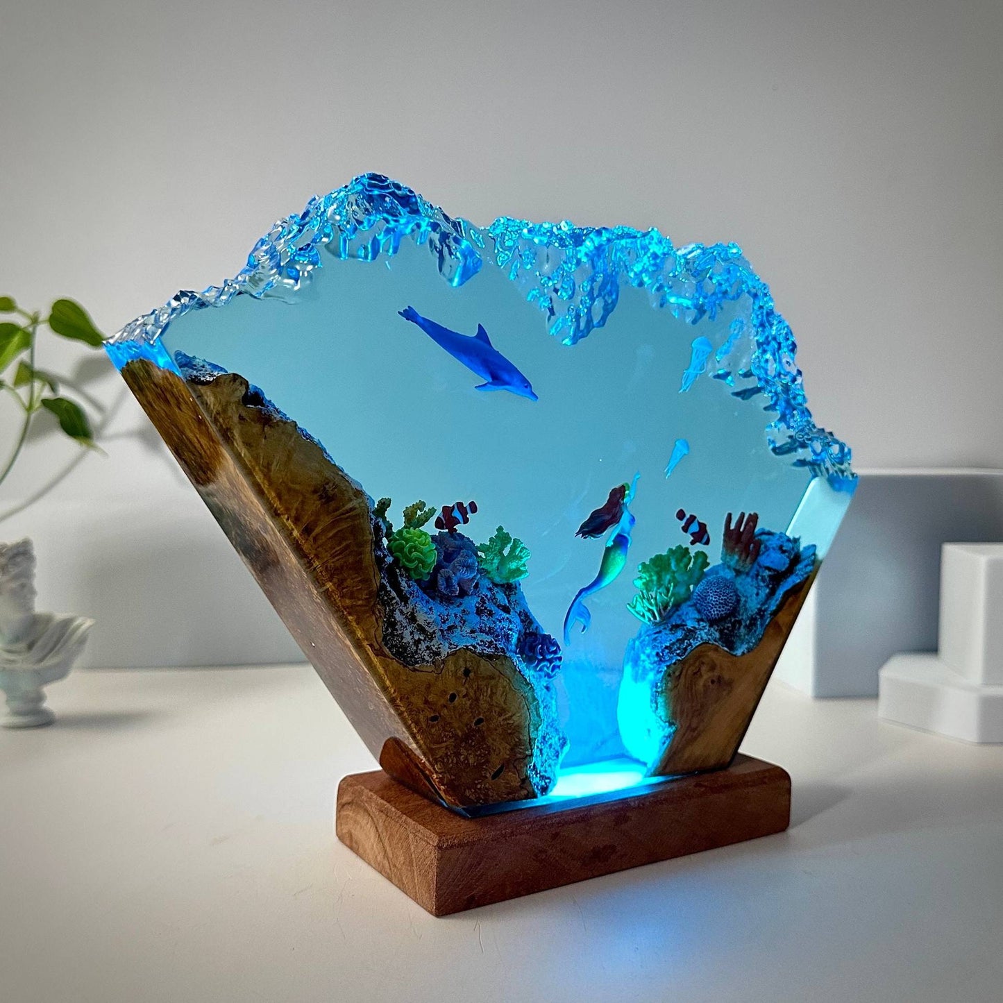 海豚和美人魚樹脂燈藝術裝潢燈