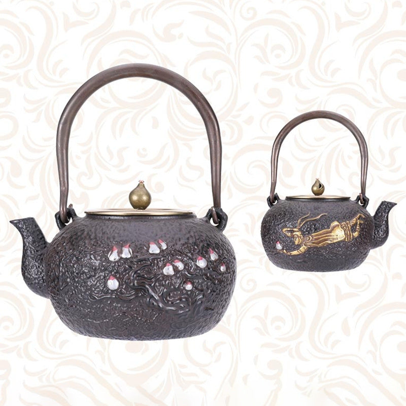 鐵壺圍爐煮茶的壺鑄鐵燒水壺銅提梁茶壺