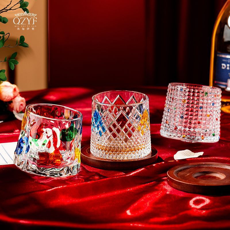 彩繪旋轉玻璃水杯禮盒組輕奢高檔情侶杯