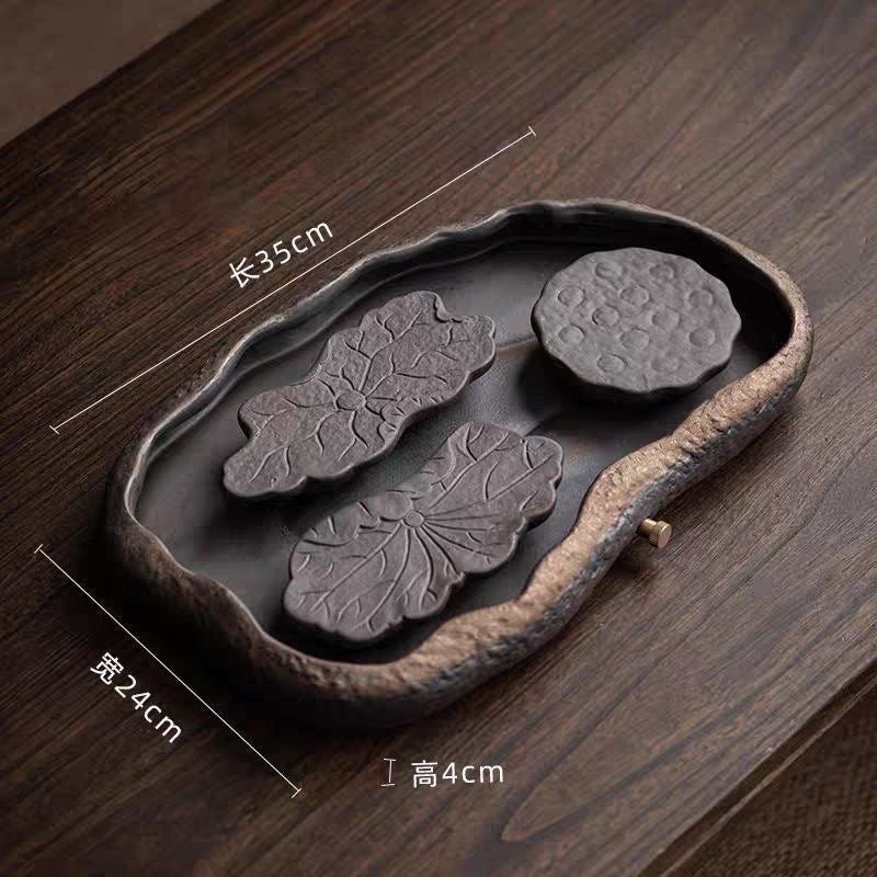 陶瓷茶盤新中式小型家用泡茶杯託盤辦公室排水輕奢高端功夫茶台盤