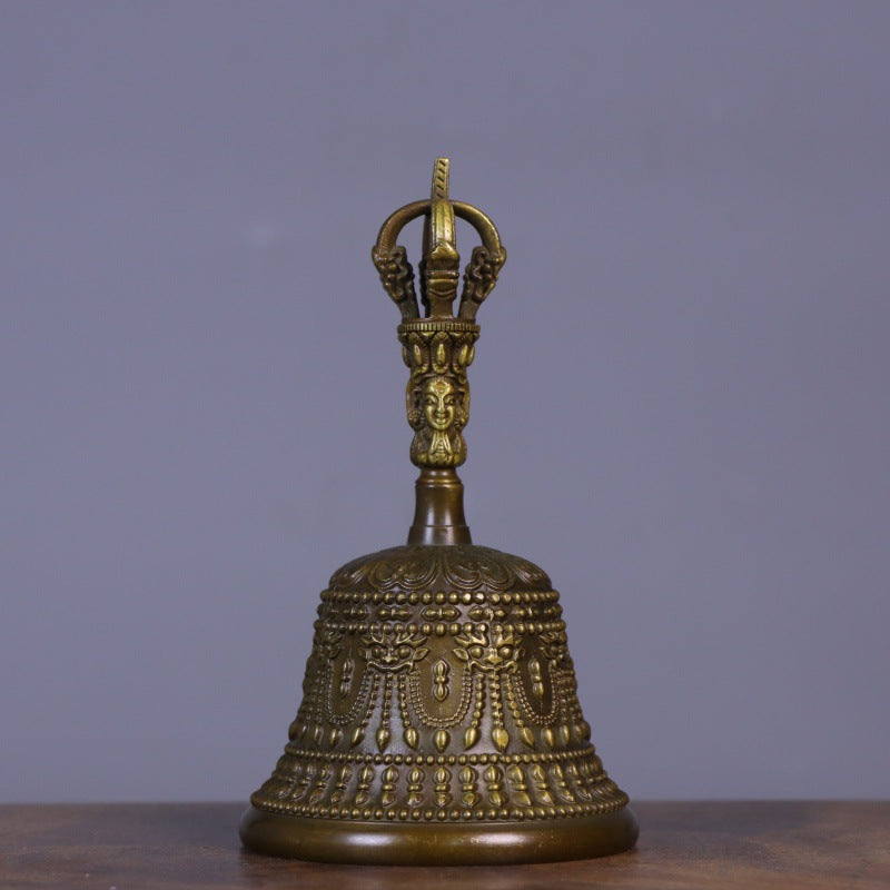 黃銅手搖鈴鐺五股金剛鈴鐺八寶三清鈴家用寺廟銅手搖鈴擺件