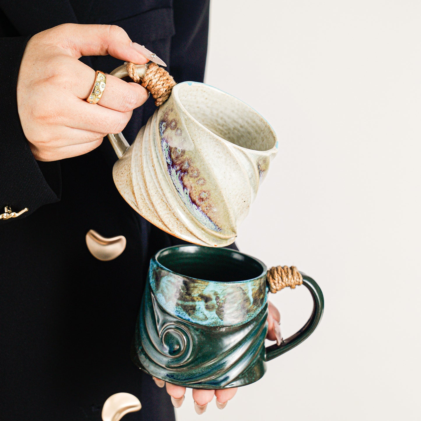 高級感馬克杯復古窯變陶瓷杯子伴手禮品高檔精致水杯禮盒套裝