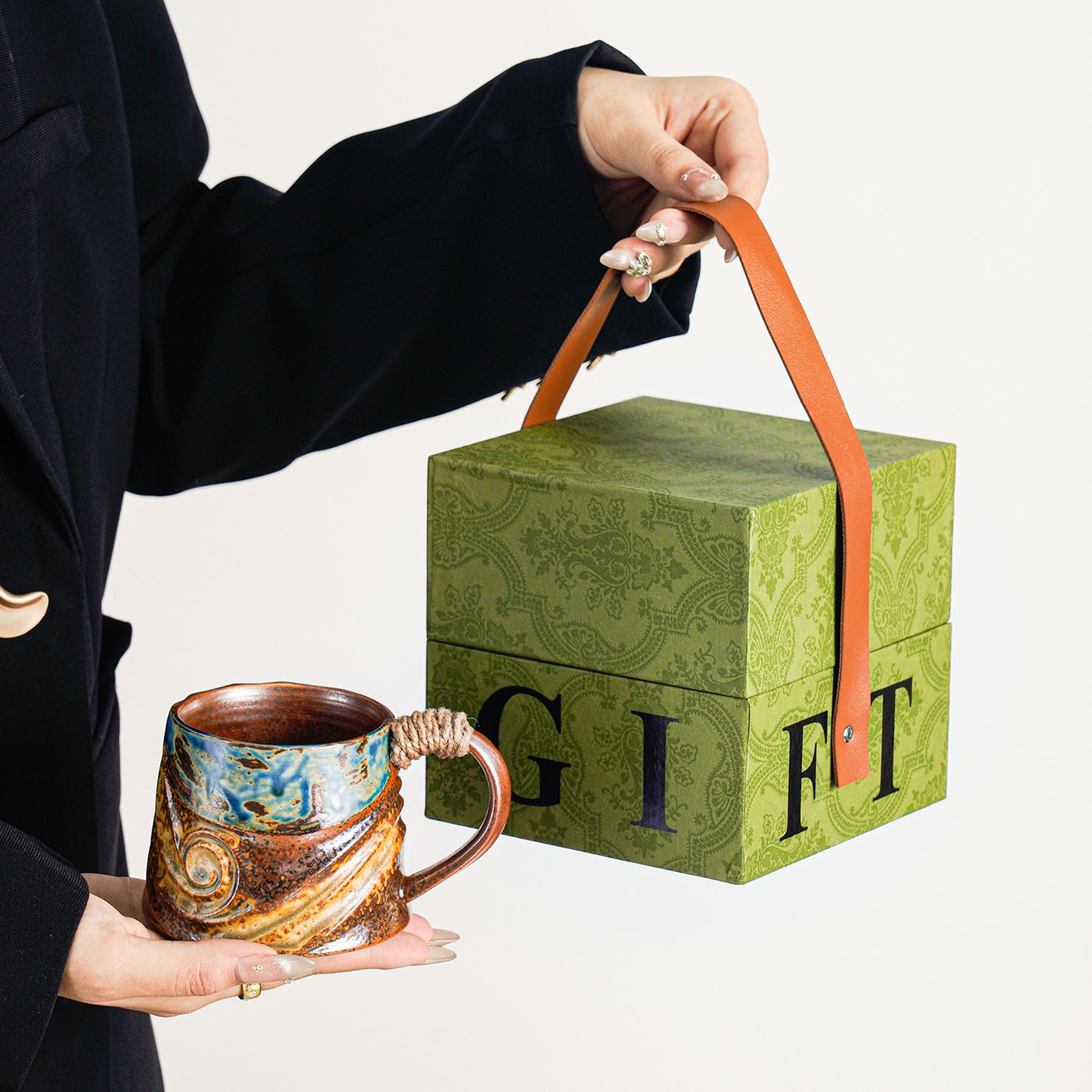 高級感馬克杯復古窯變陶瓷杯子伴手禮品高檔精致水杯禮盒套裝