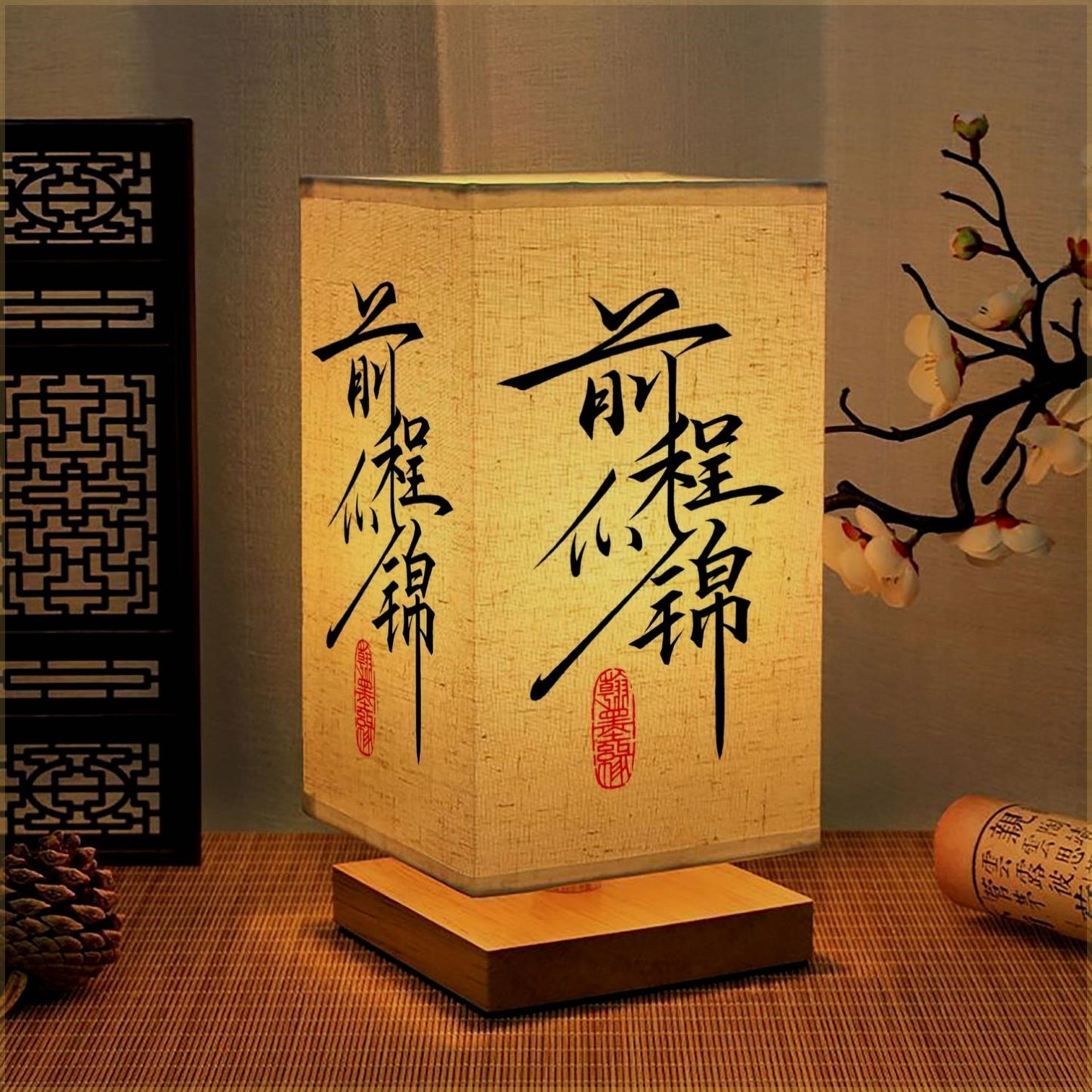 中式古風布置桌面國風禪意書法茶室復古燈
