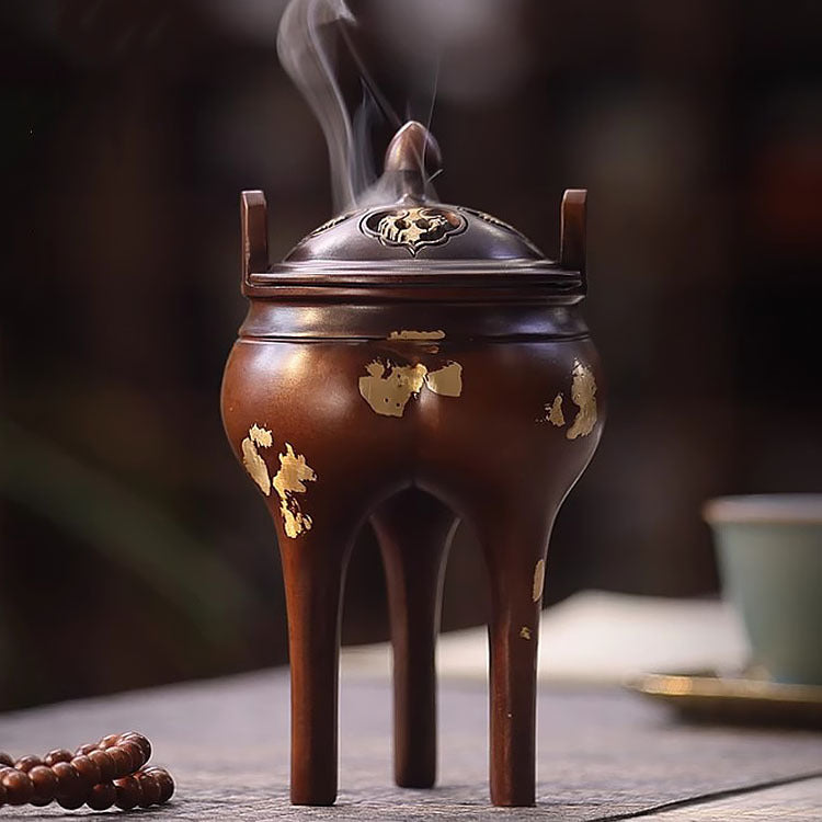銅香爐家用熏香器仿古盤香爐灑金宣德爐宋式蘇工檀香香爐香薰擺件