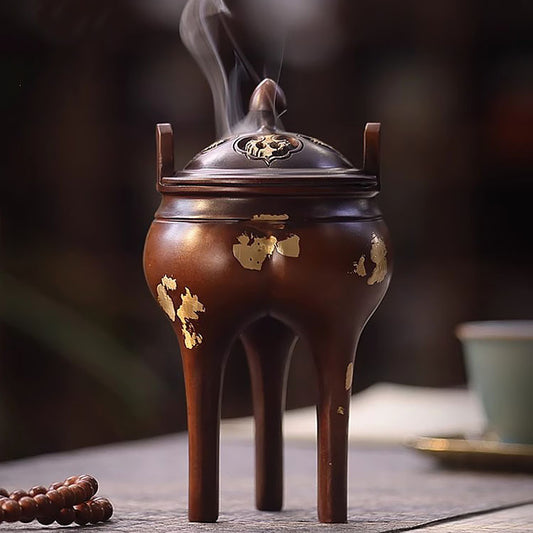銅香爐家用熏香器仿古盤香爐灑金宣德爐宋式蘇工檀香香爐香薰擺件