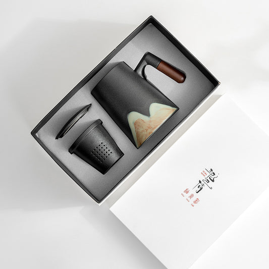 高檔個人專用茶水分離大容量帶蓋陶瓷茶道杯