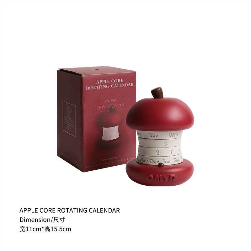創意蘋果旋轉行事曆萬年曆案頭裝潢擺件