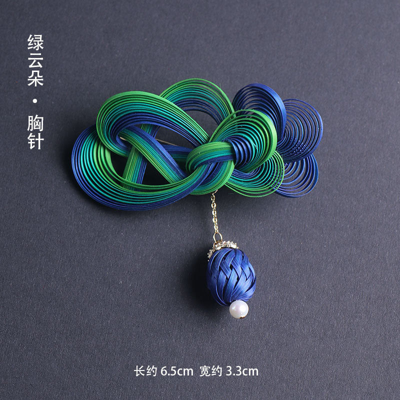 非遺手工竹編胸針耳環旗袍漢服發飾發夾竹製品竹首飾胸花