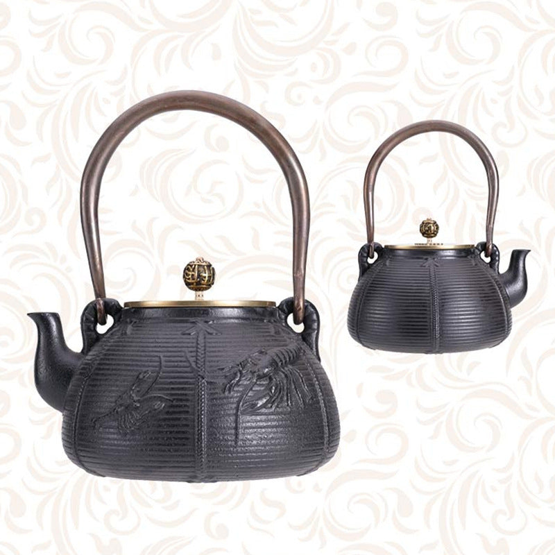 鐵壺圍爐煮茶的壺鑄鐵燒水壺銅提梁茶壺