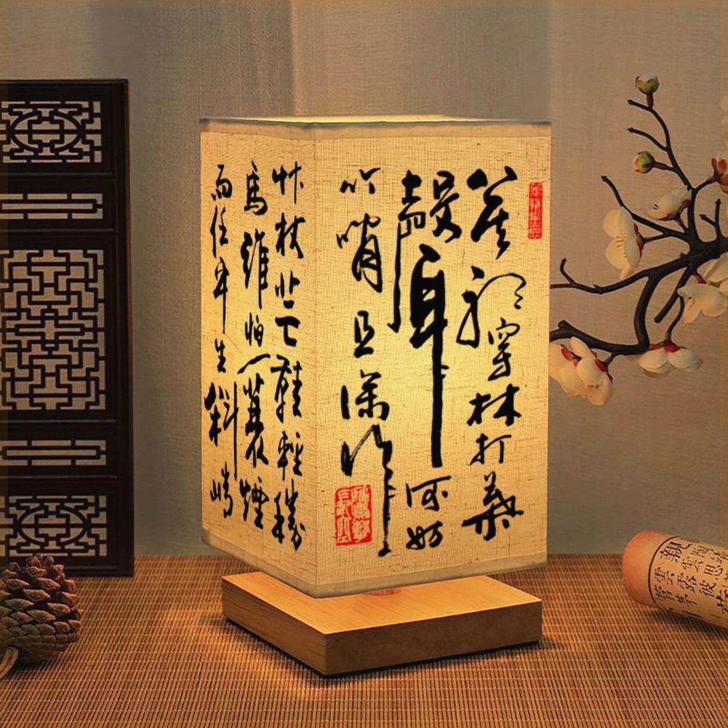中式古風布置桌面國風禪意書法茶室復古燈