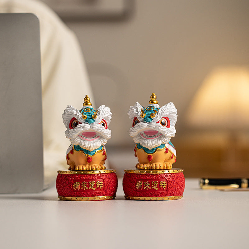 中國特色禮物 國潮舞獅 高級感 狮来运转 創意擺件