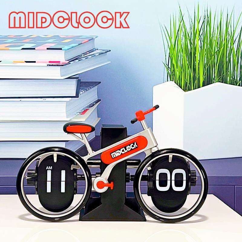 創意單車造型自行車翻頁裝潢座鐘