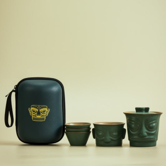 陶瓷三星堆一壺四杯家用功夫茶具套裝