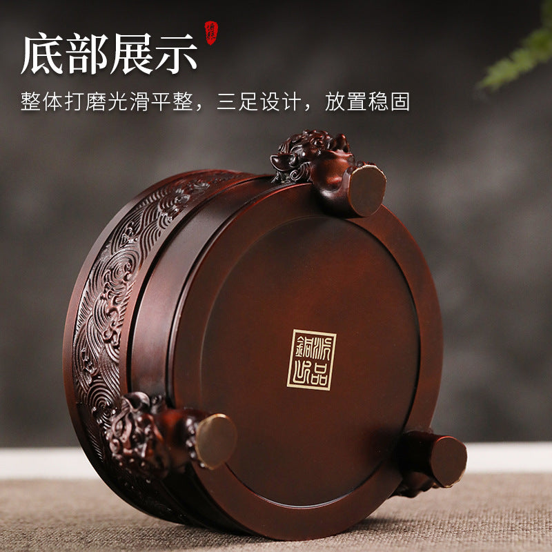 三足狻猊琉璃博山爐黃銅家用室內臥室盤香熏香器蘇工手染茶道