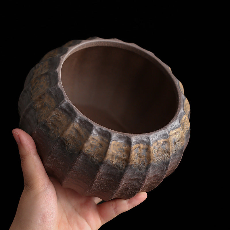 招財進寶建水陶瓷茶室大號茶渣缸乾泡台废水缸茶洗茶渣缸帶蓋過濾