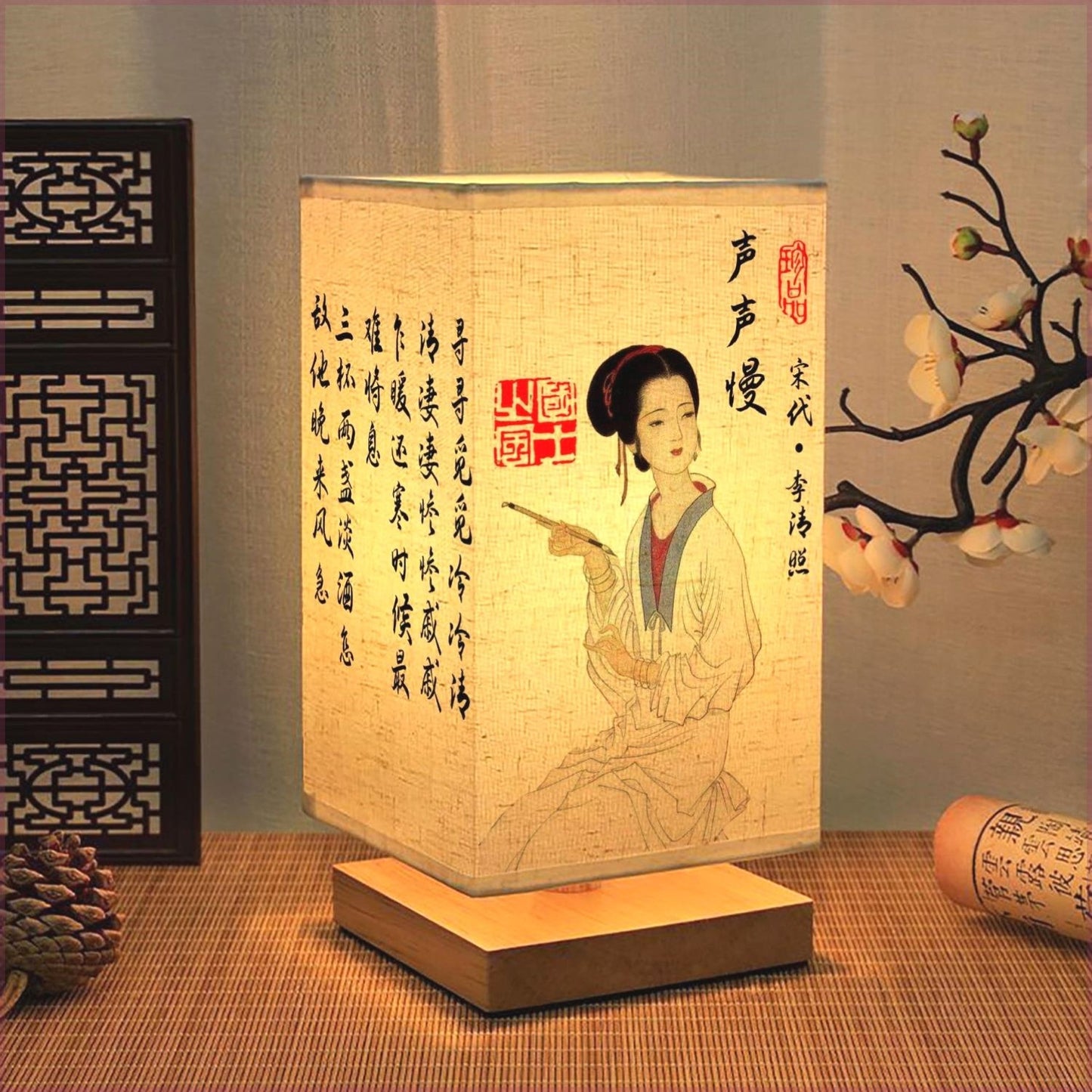 中式古風布置桌面國風禪意書法茶室復古燈