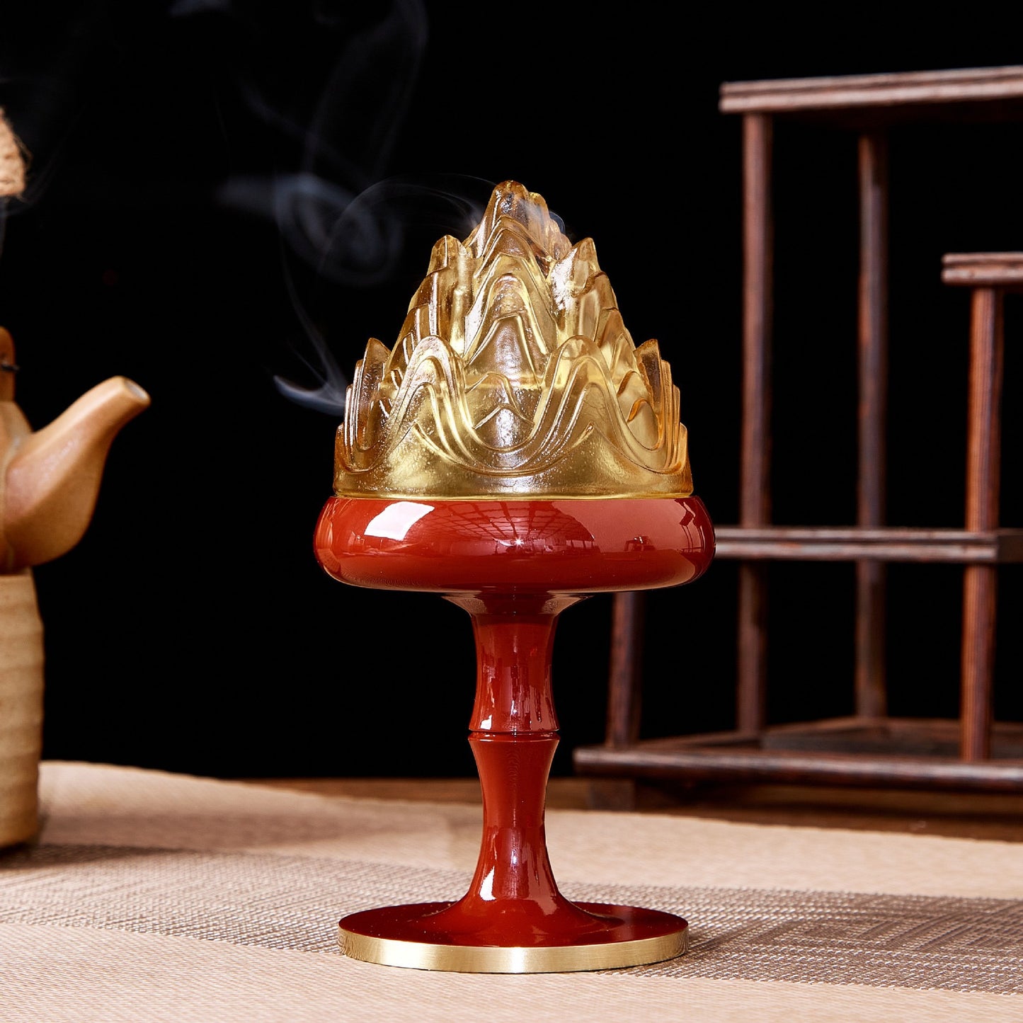 古法琉璃博山熏香爐盤香爐 茶道檀香爐香篆爐文創禮品擺件