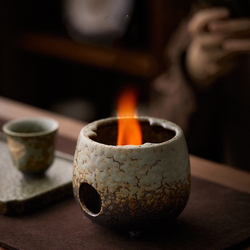 手工描金仿古茶杯窯變粗陶新中式蓮蓬浮雕品茗杯