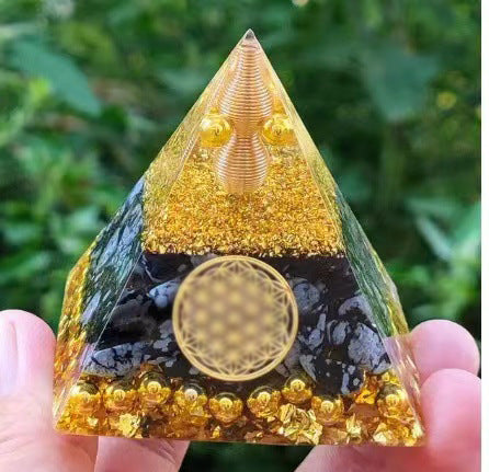 天然水晶碎石氣色脈輪能量塔冥想金字塔辦公室擺件