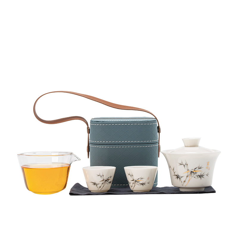 羊脂玉瓷旅行茶杯組｜蓋碗+公道杯+杯子