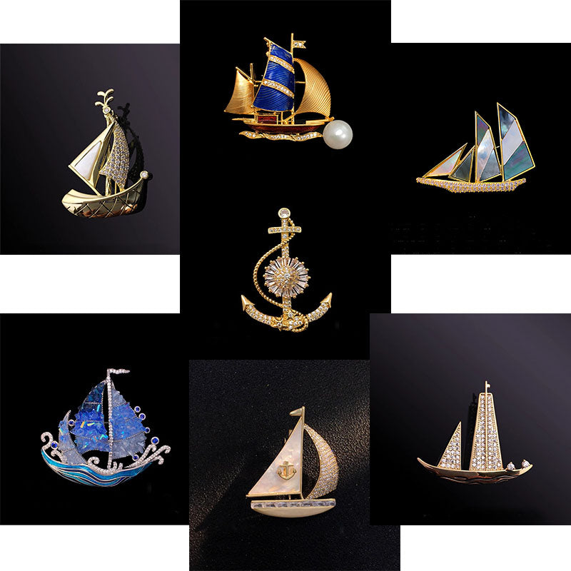 一周七天天天不重樣款 西裝胸口襯衫領口高級簡約英倫帆船個性別針