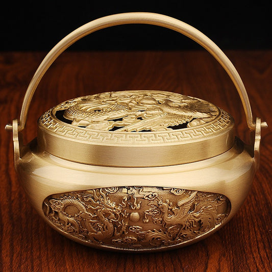 龍鳳呈祥百年好合黃銅暖手爐火銃香熏爐婚嫁國風手爐