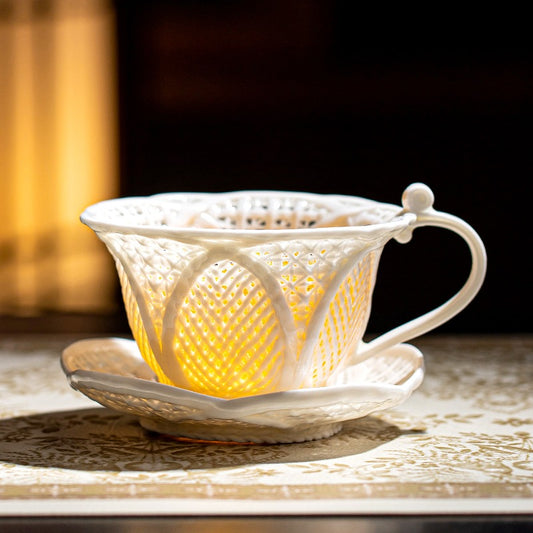 高顏值陶瓷玉絡玲瓏大師手工編織咖啡杯